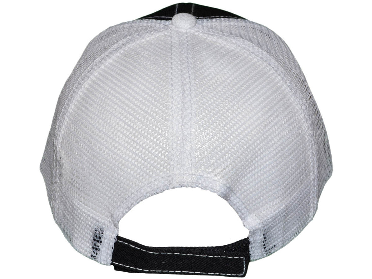 Contrast Stitching Velcro Trucker Hat - Black/White